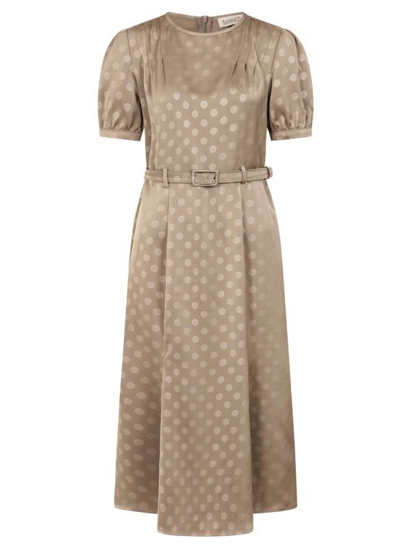 1940's Banned Retro Iris polka dot brown dress -Brown