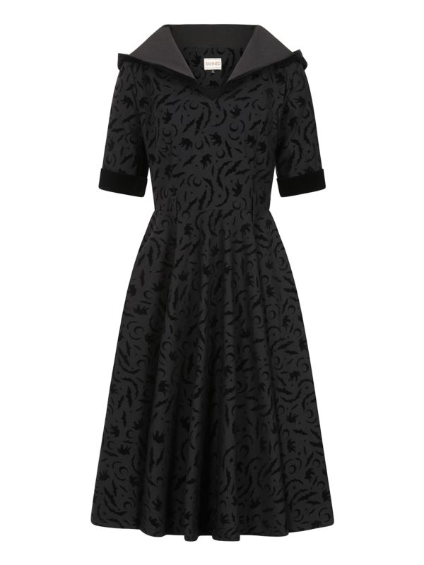 Banned Apparel Tara Halloween Night Hooded Dress with pockets.-Black