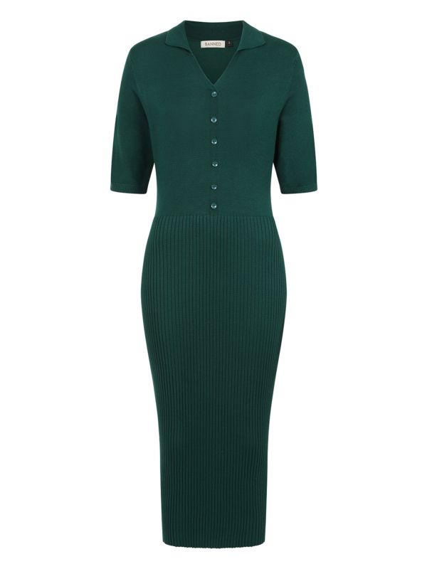 1940's Banned Retro Federica knit dress-Green