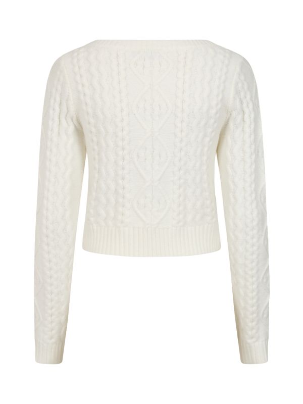 Banned Barbara Cable Knit Jumper - 40s Style Vintage Sweater-Ivory