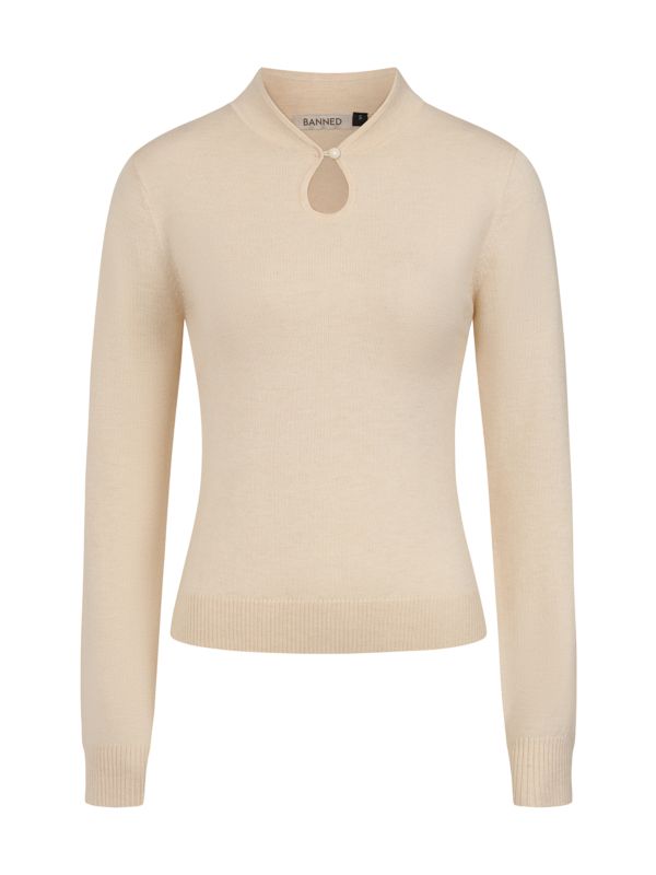 Banned's Mara High-Neck Teardrop Cutout Jumper -Beige