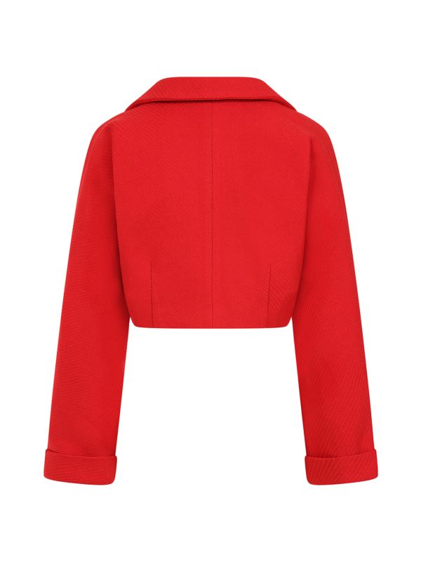 Banned Marilyn 50s Cropped Jacket - Vintage Style Wide Collar Jacket-Red