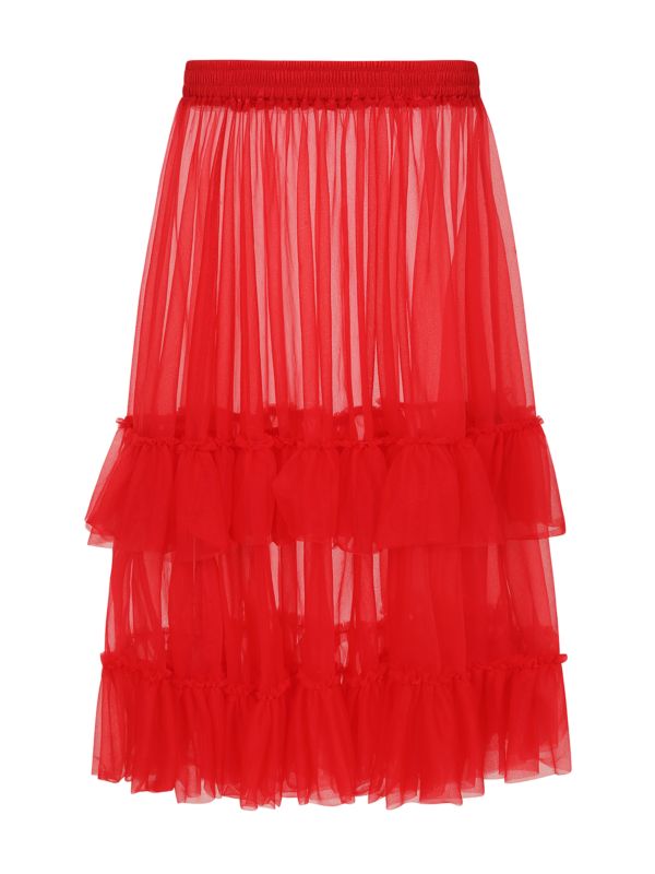 Banned Mia Single Layer Petticoat - 50s Style Double Frill Soft Mesh Underskirt-Red