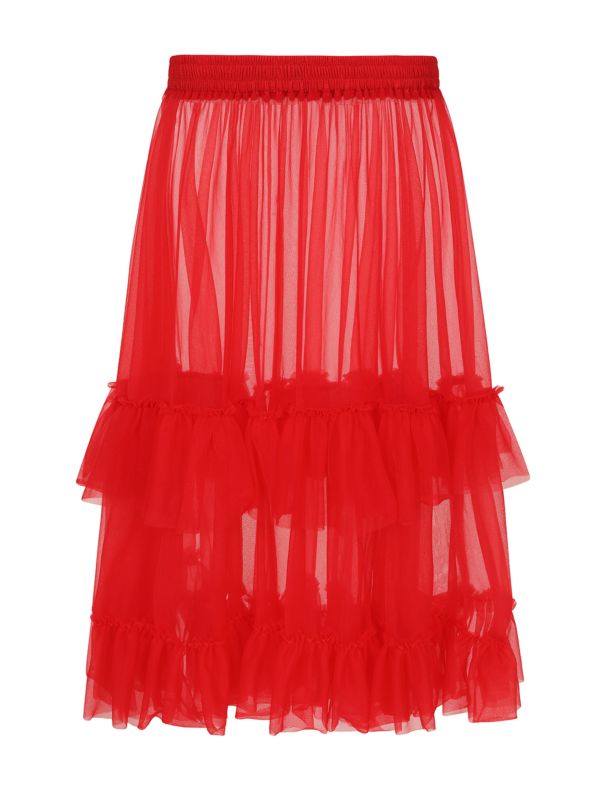 Banned Mia Single Layer Petticoat - 50s Style Double Frill Soft Mesh Underskirt-Red