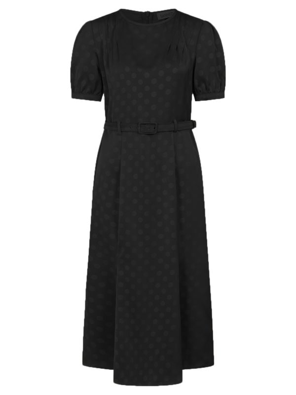 1940's Banned Retro Iris polka dot brown dress -Black