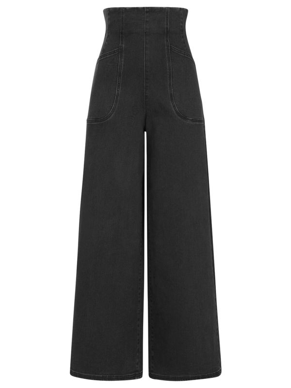 Banned Retro Jolene 50s High Waist Suspender Jeans-Black