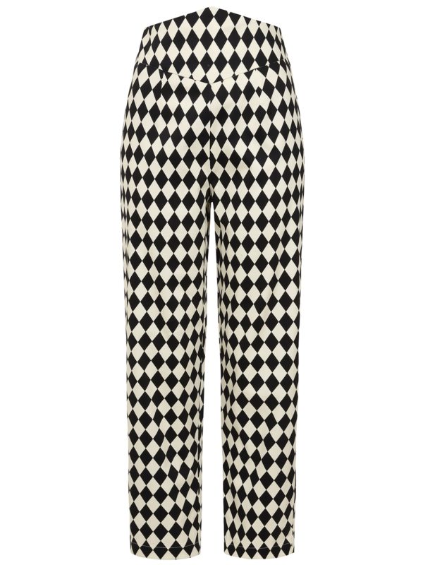 Banned Samantha Harlequin Cigarette Trousers - 50s Style Rockabilly Diamond Print Pants-Black/White