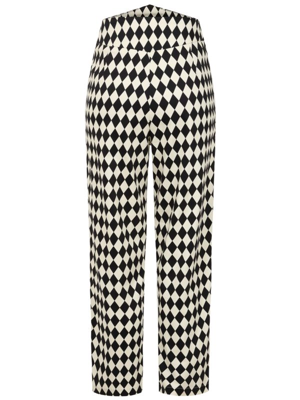 Banned Samantha Harlequin Cigarette Trousers - 50s Style Rockabilly Diamond Print Pants-Black/White