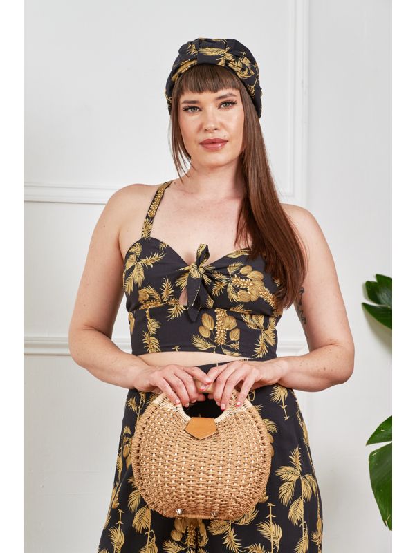 Banned Retro Lottie Rattan Bag   1950 s Inspired Woven Shell Summer Handbag-Natural