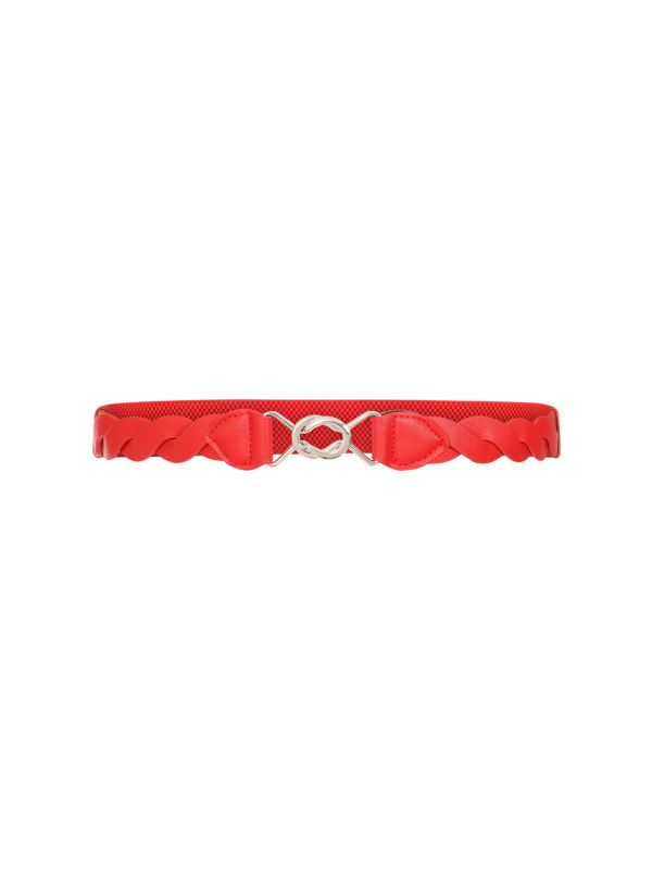 Banned Retro Audrey Woven Elasticated Belt Vintage-Inspired Stretch Waist Belt-Red
