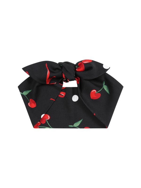 Banned Retro Cherries and Bow Bandana-Black