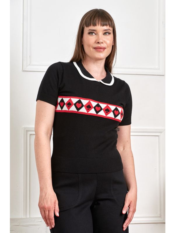 Banned Rockabilly Mila Ace Knitted Jumper-Black