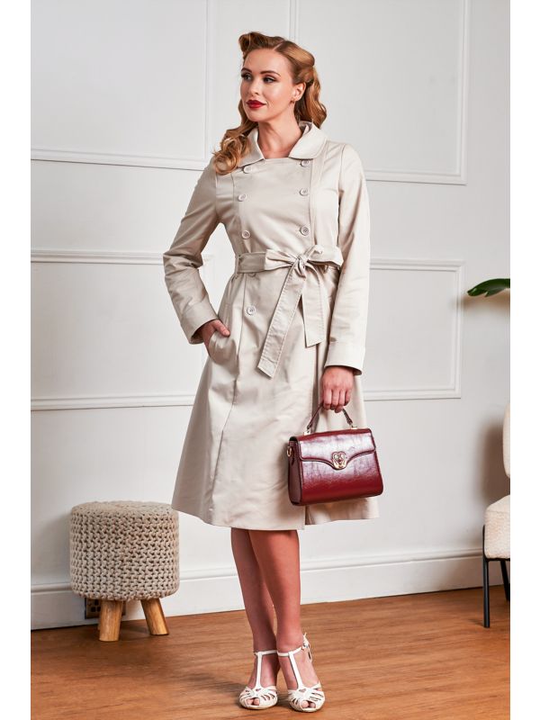 Banned 40s Retro Anita Trench Coat Beige-Beige