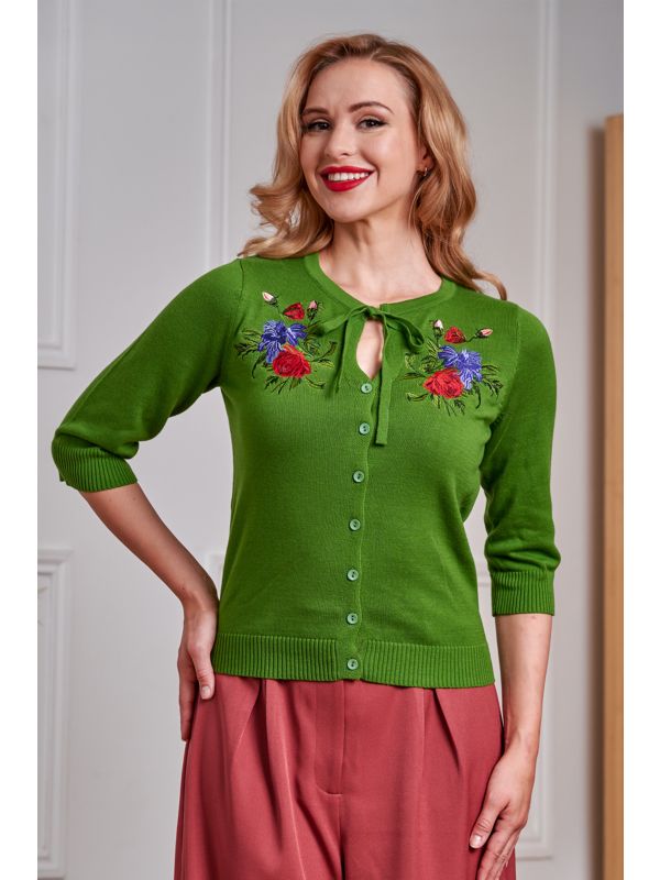 Banned Retro 50s Fei Floral Serenade Cardigan-Green