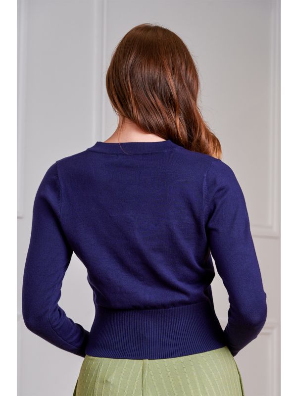 Banned Retro 50s Nara Birds And Flowers Cardigan-Navy