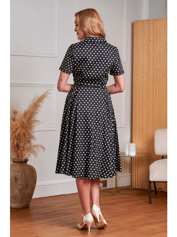 Banned Retro 50s Bella Polka Dot Swing Full Circle Dress-Black
