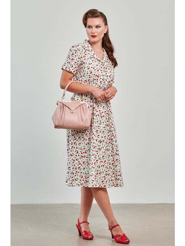 Banned Retro 40s Kate Cherry Dress-Cream