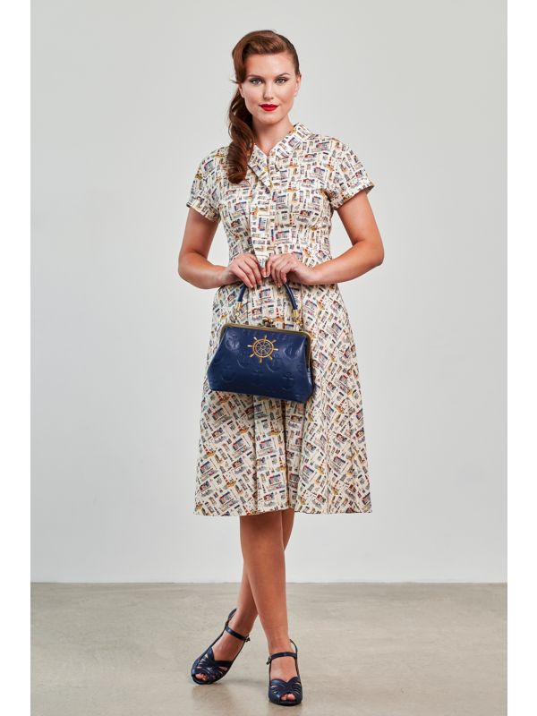 Banned Retro 40s Shirley Seaside Dress-Cream