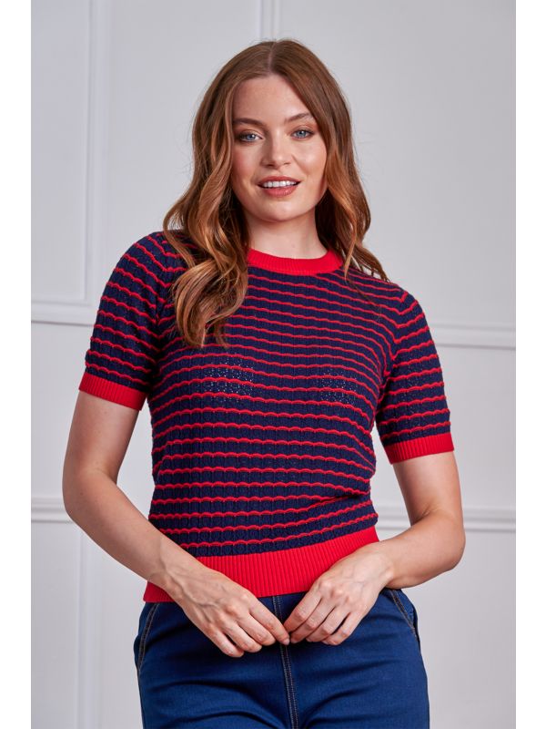 Banned Retro 40s Serena Jumper-Navy/Red