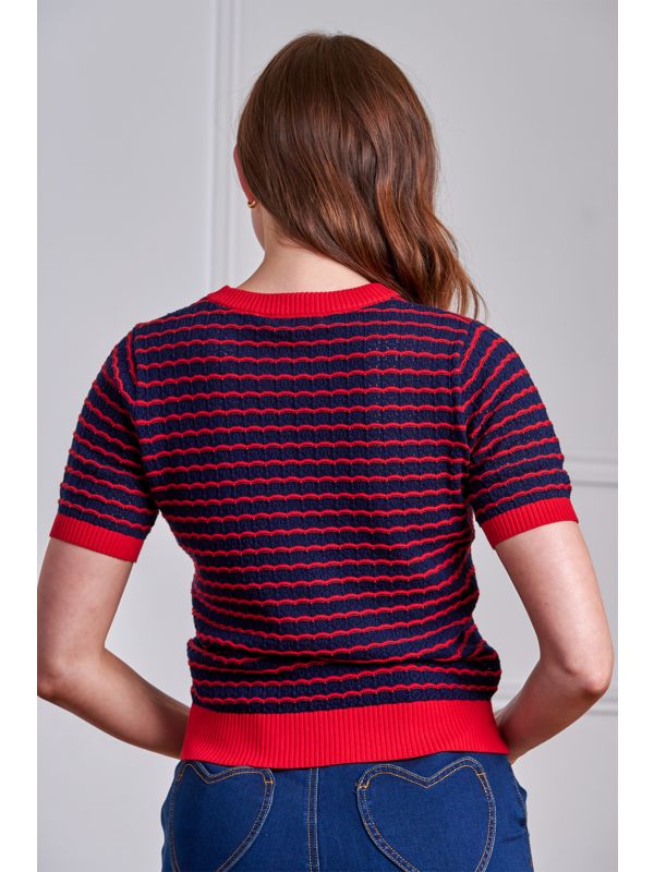 Banned Retro 40s Serena Jumper-Navy/Red