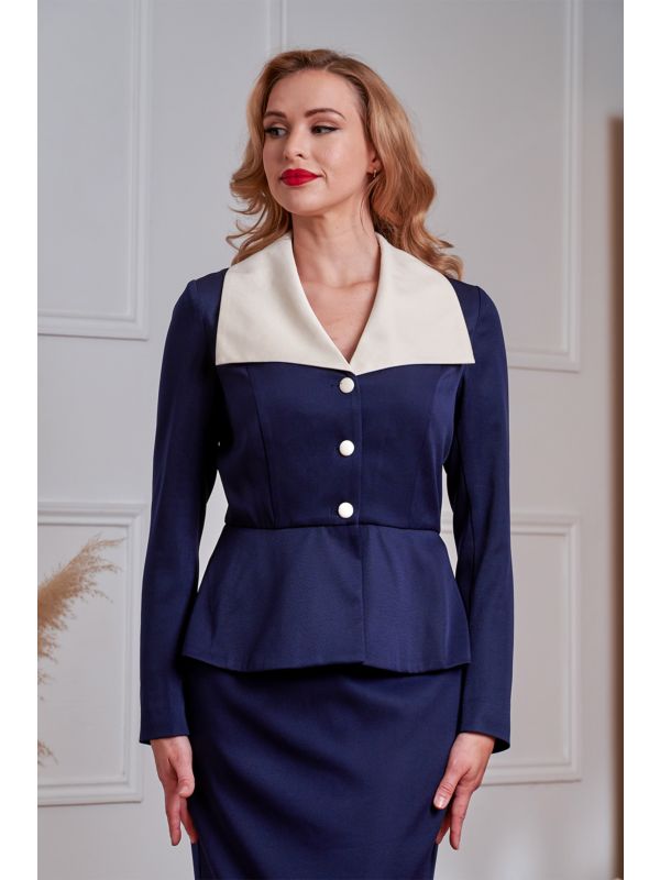 Banned Retro 50s Leonia Jacket Peplum-Navy