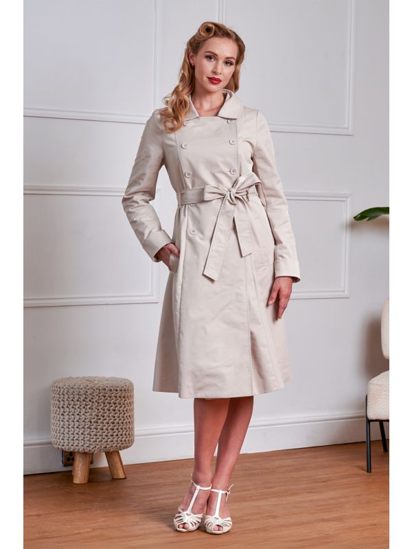 Banned 40s Retro Anita Trench Coat Beige-Beige