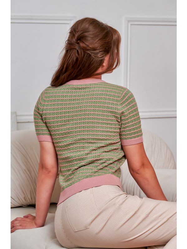 Banned Retro 40s Serena Jumper-Green/Pink