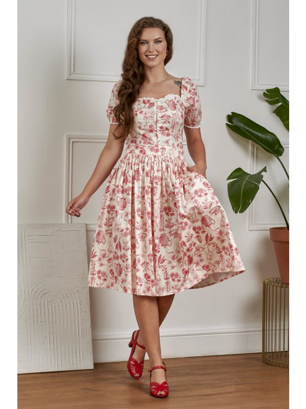 Banned Retro 50s Rosie Circle Floral Tea Swing Skirt-Cream