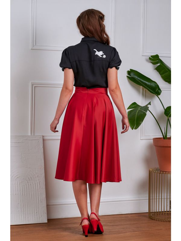BANNED Legacy 1950s Circle Panel Skirt | Vintage Style Swing Skirt-Red