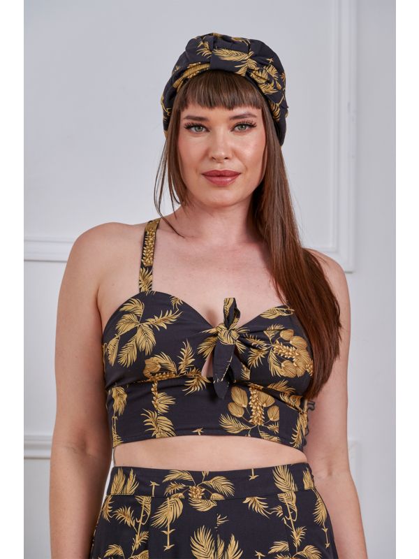 Banned Retro Aurora Golden Hour Crop Top-Black