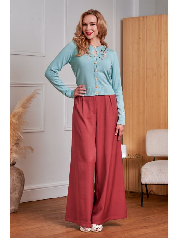 Banned Retro Eliza 50s Plain Trousers-Burgundy