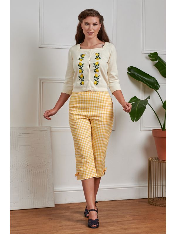 Banned Retro 50s Marla Lemon Cardigan-Ivory