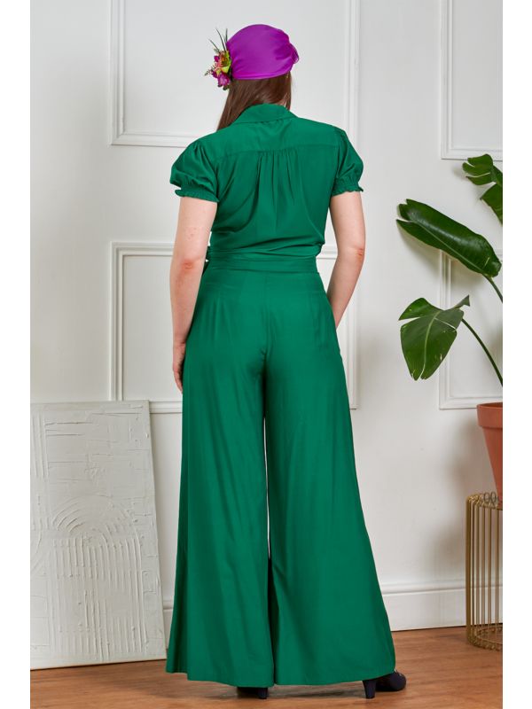 Banned Retro 40s Elizabeth Palazzo Trousers-Green