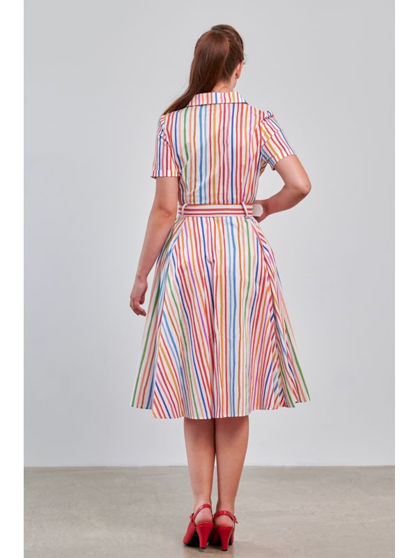 Banned Retro 50s Bella Multi Stripe Swing Full Circle Dress-Multicolor