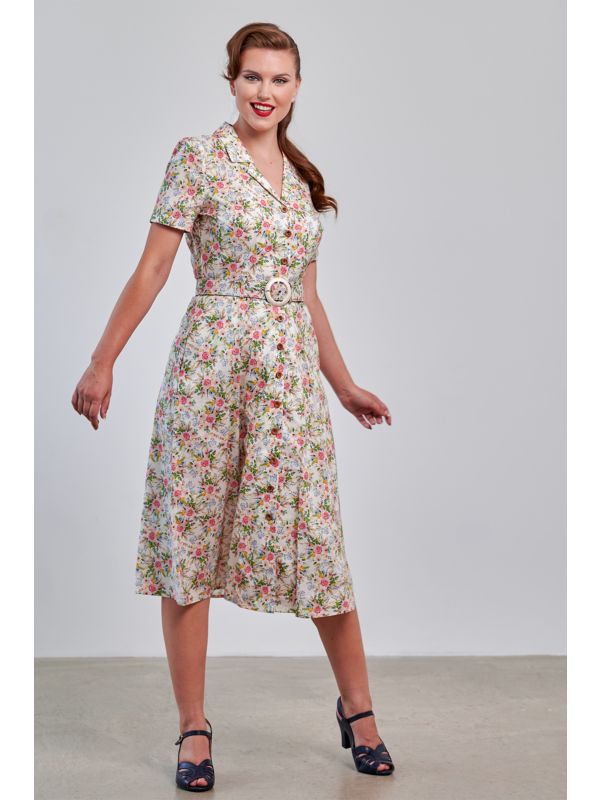 Banned Retro 40s Kate Bloom Dress-Cream