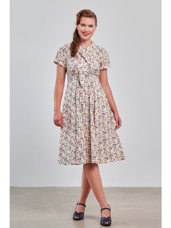 Banned Retro 40s Shirley Seaside Dress-Cream