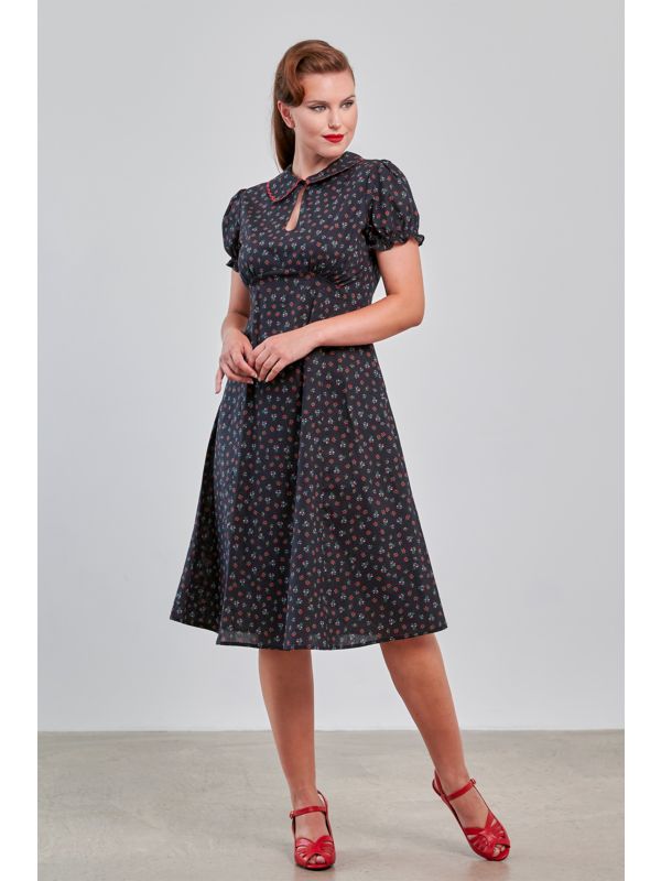 Banned Retro 40s June Flower Dress-Black