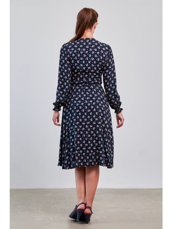 Banned Retro 40s Bloom Floral Dress-Navy
