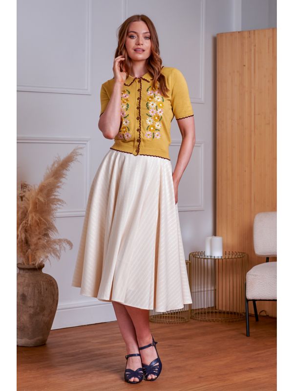 Banned Retro 50s Penny Flower Cardigan-Yellow