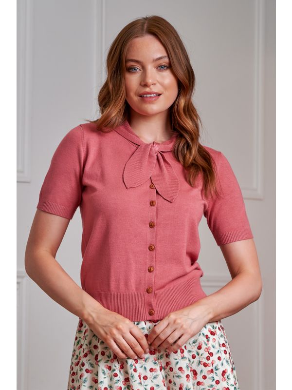 Banned Retro 50s Katy Summer Knot Cardigan-Pink