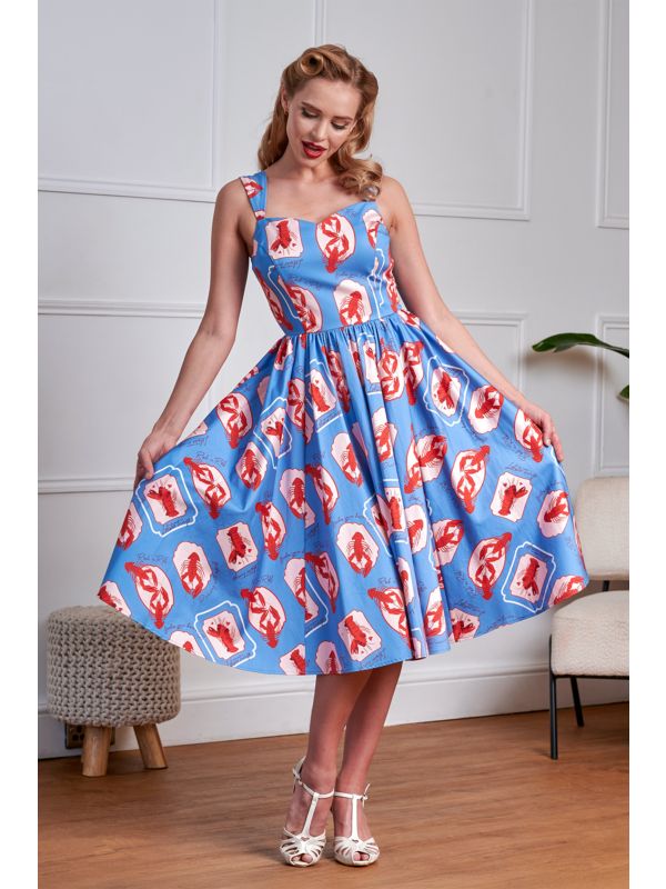 Banned Retro 50's Winnie Lobster Love Dress-Blue