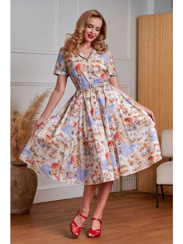 Banned Retro 50s Bella Retro Dress-Cream
