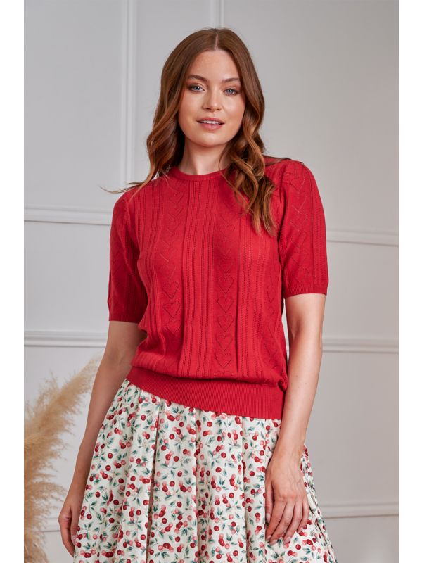 Banned Retro 50s Ruby Heart Jumper-Red
