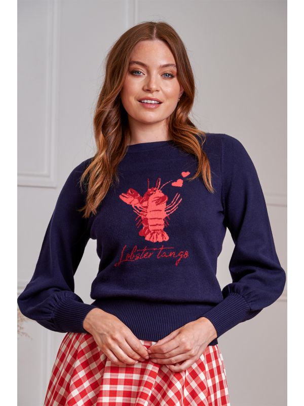 Banned Retro 50s Joy Lobster Jumper-Navy