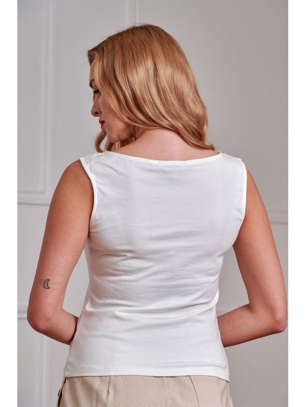 Vintage-Inspired 1950s Elaine Top - Retro Style By Banned"-OffWhite"