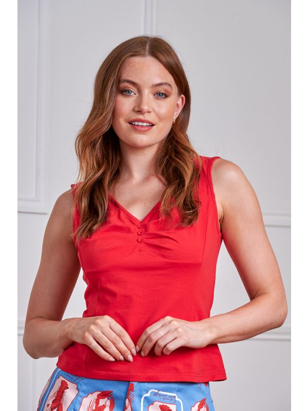 Vintage-Inspired 1950s Elaine Top - Retro Style By Banned"-Red"