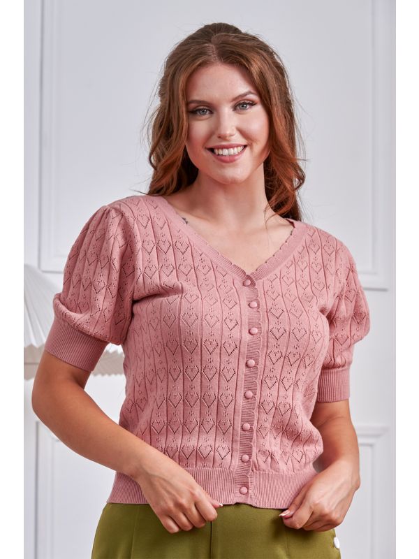 Banned Retro 50s Sweet Heart Cardigan-Pink