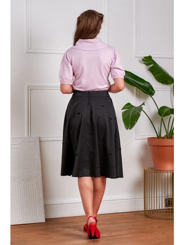1950's Banned Retro Annie Cherry Skirt-Black