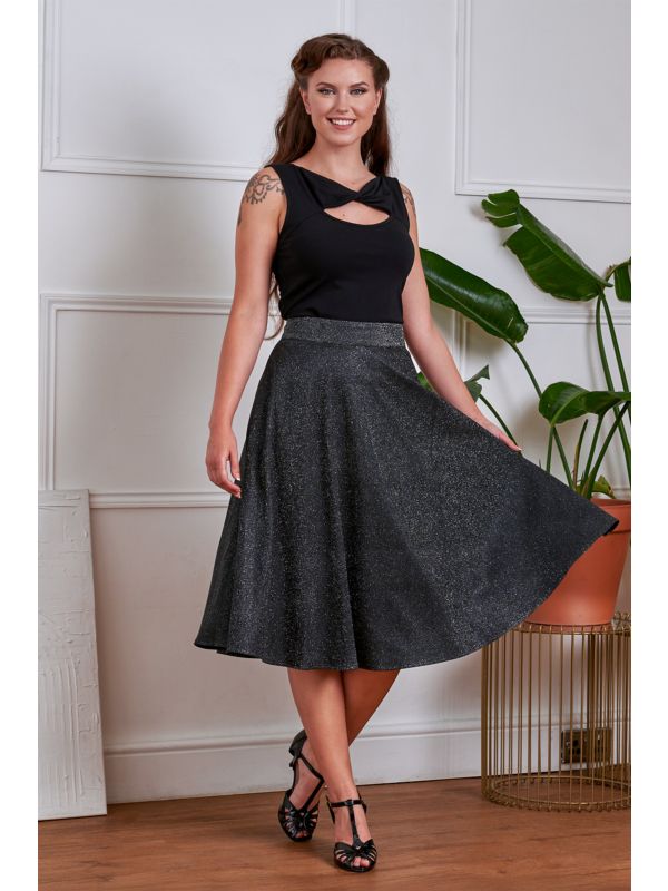 1950's Banned Retro Annie Sparkle Skirt-Black