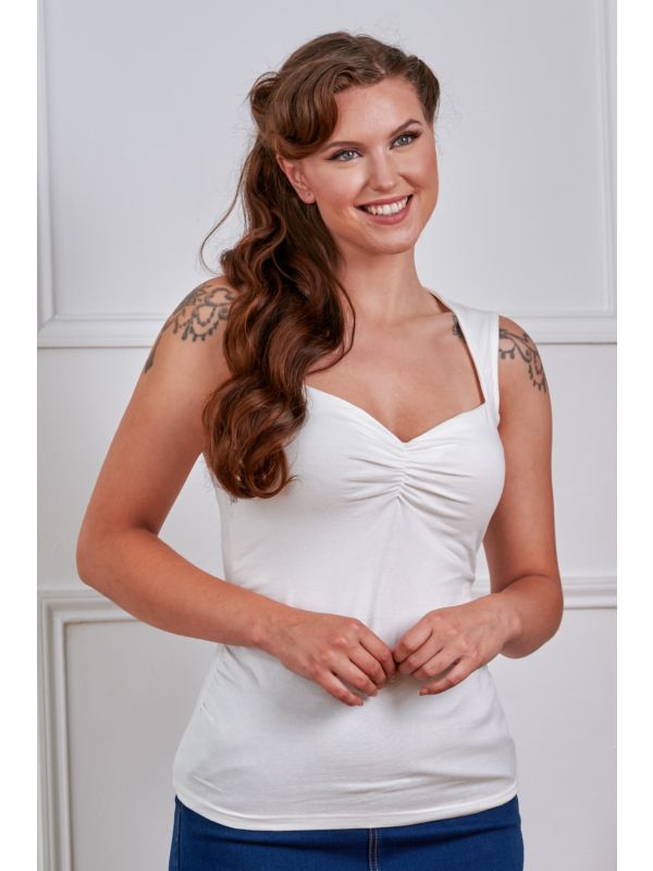 Banned Retro 50s Jade Jersey Top-White